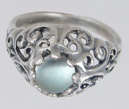 Sterling Silver Filigree Ring With Blue Topaz Size 6